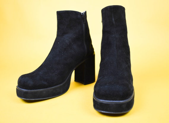 90s Y2k Buffalo Black Suede Chunky Platform Ankle