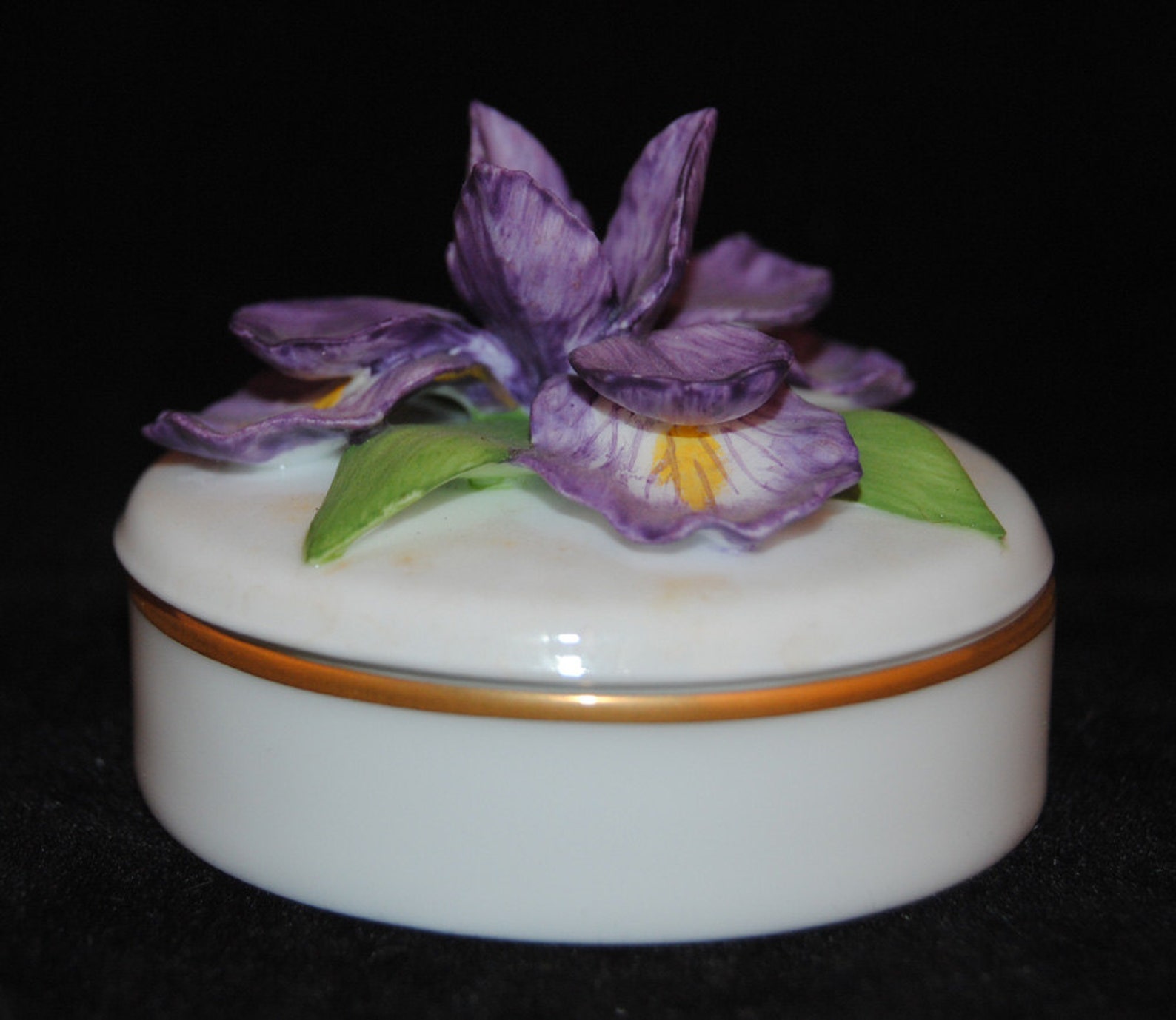 Lenox Country Garden Collection Blue Flag Iris Trinket Box Etsy