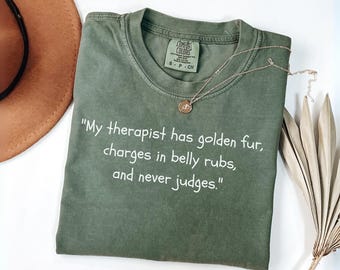 Therapist Golden Retriever Shirt, Comfort Colors Dog Lover, Therapy Gift, Dog Mom Shirt, Stay Golden Retro Puppy Tee,Golden Mom Shirt