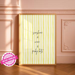 Digital Download Wall Art Sunshine Wine Picky Bits Printable Poster Art Gift Various Sizes