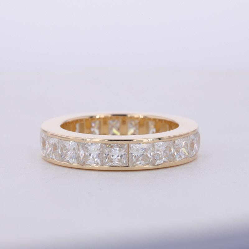 Princess Cut Moissanite Full Eternity Band, 14K Gold Wedding Ring ...