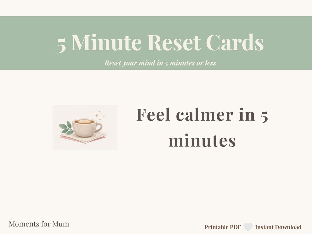 5 Minute Reset Cards for Busy Mums | Printable Mindset Routine | Simple ...