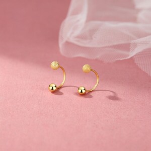 Sterling Silver U-Shaped Double Ball Stud Earrings, Sparkly & Polished, Hypoallergenic Everyday Jewelry, Elegant Gift for Her