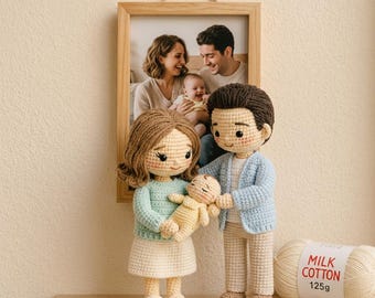 Personalisierte häkeln Familie Puppen benutzerdefinierte vom Foto Amigurumi Paar Baby Andenken Geschenk