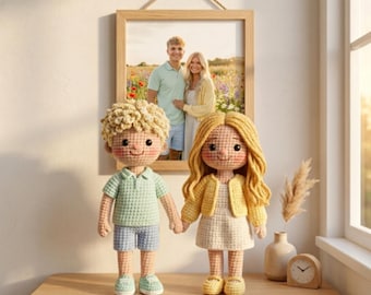 Benutzerdefinierte häkeln Paar Puppen, personalisierte Amigurumi Geschenk, handgefertigte Jubiläum Andenken, Mini häkeln Figuren