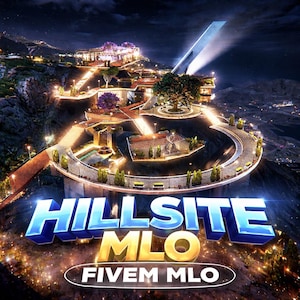 May include: A nighttime digital rendering of a hillside community with illuminated buildings, roads, and landscaping. The image features the text "HILLSITE MLO" in blue and gold, with "FIVE MLO" below.