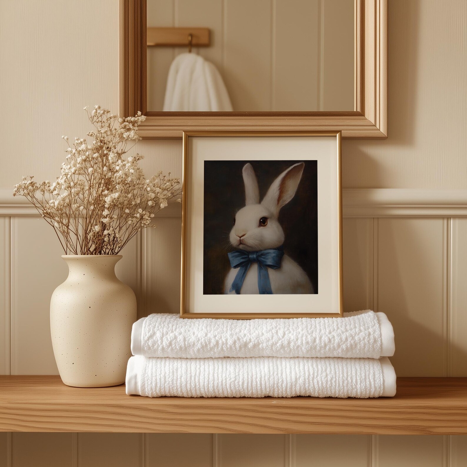 Classic Rabbit Picture Victorian Rabbit Portrait Printable - Vintage White Rabbit Art, Moody ...