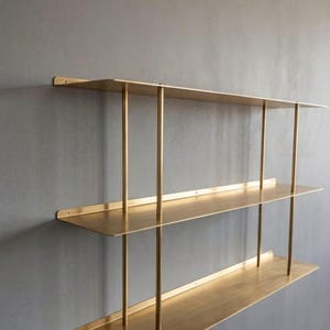 Brass Wall Shelf, Three-Tier Floating Organizer for Stylish Storage