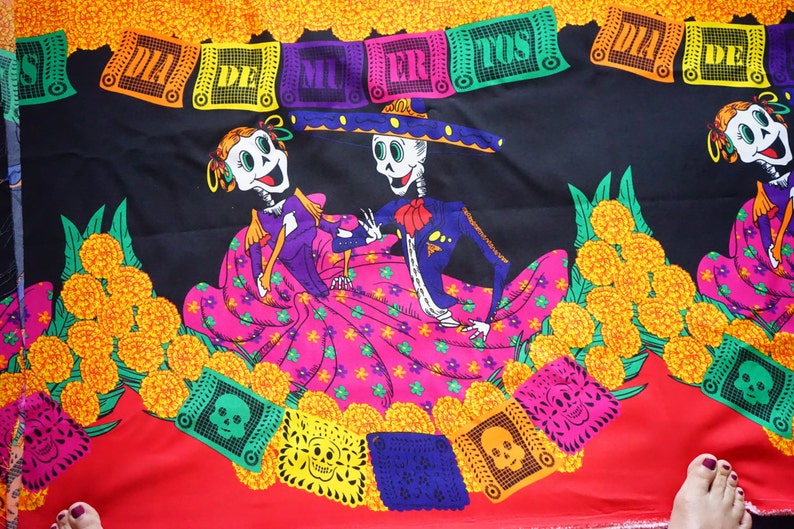 Printed Lightweight Fabric Dia de Muertos Halloween decoration Day of the Dead Fabric