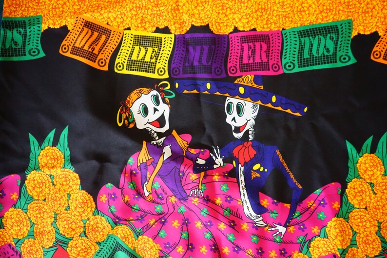 Printed Lightweight Fabric Dia de Muertos Halloween decoration Day of the Dead Fabric