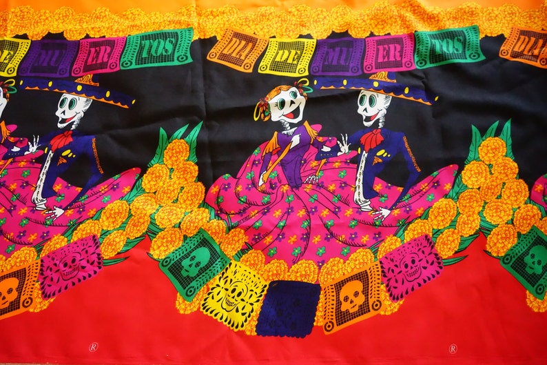 Printed Lightweight Fabric Dia de Muertos Halloween decoration Day of the Dead Fabric