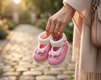 Knitting Pattern PDF, Newborn Knit Shoes