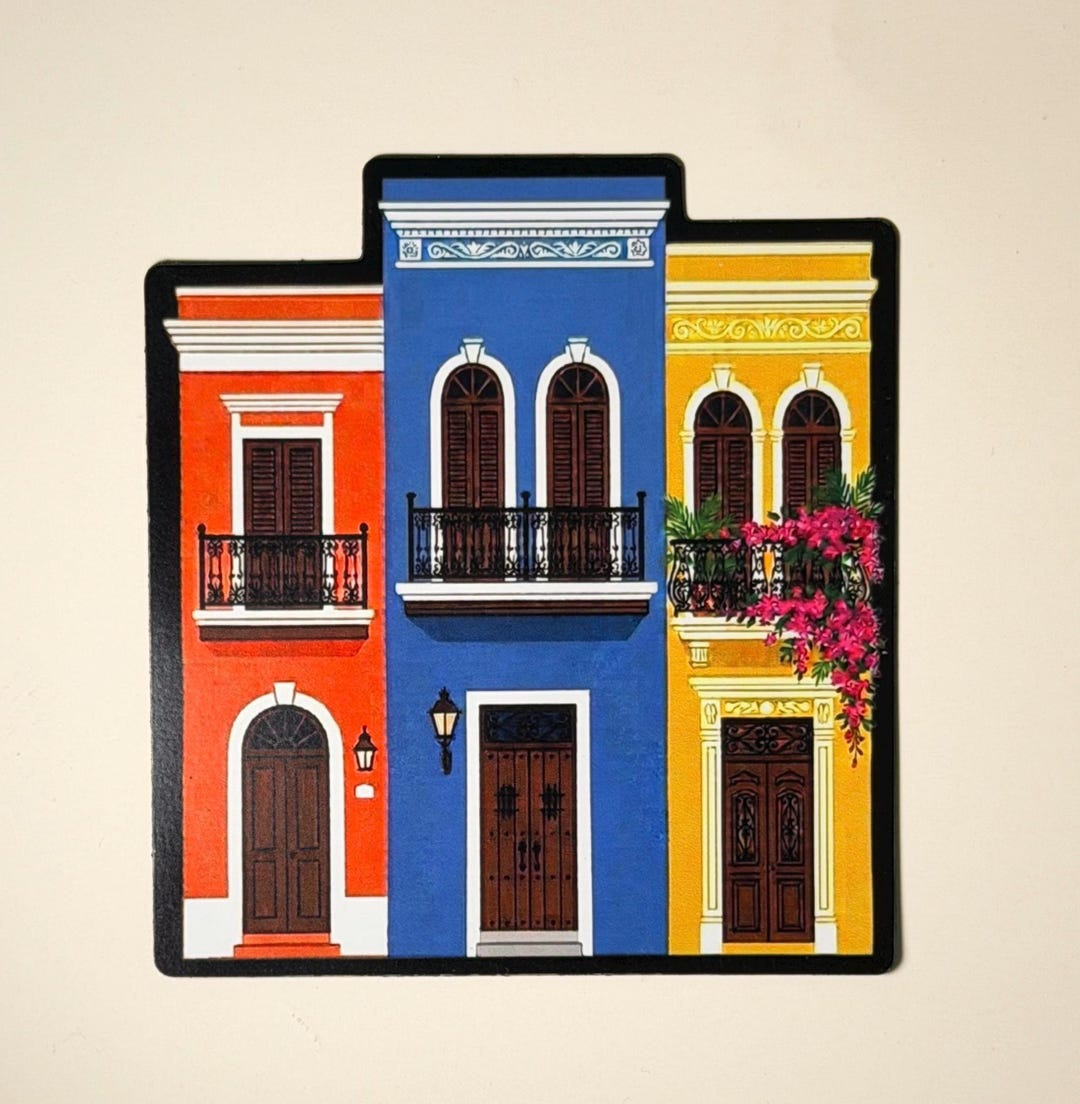 Colorful Old San Juan Buildings Magnet | Casitas | Puerto Rico Art ...