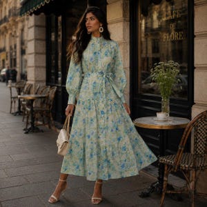 midi floral long sleeve dress maxi modest Modest Floral Dress Maxi Midi