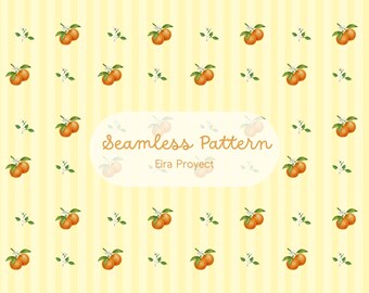 Yellow Orange Blossom Seamless Pattern, Citrus Digital Paper, Striped Fruit Fabric Design, Butter Yellow Summer Scrapbooking PNG