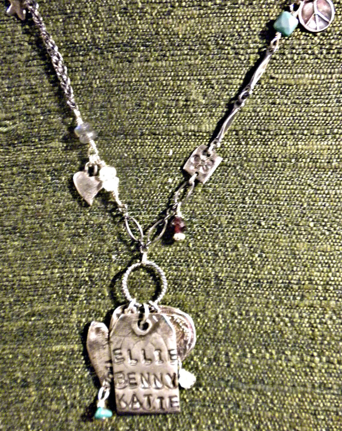 Mothers Fine Silver Charm Necklace Etsy