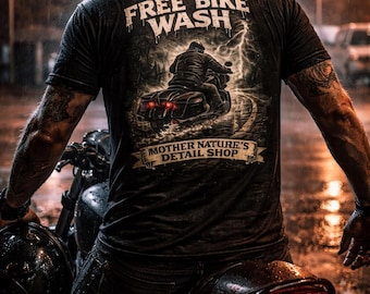 Free Bike Wash motorcycle graphic T-shirt