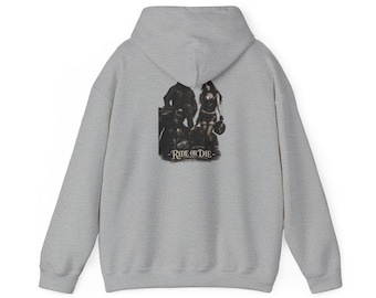 Ride or Die Biker Couple Hoodie | Motorcycle Skull Graphic Hooded Sweatshirt