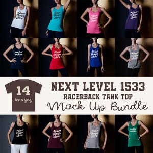 Next Level 1533 Mock Model 14 Mockups Digital File Photography, N1533 Mockup Bundle, Racerback Tank Top Fitness Summer Sport Tank Tops Mock