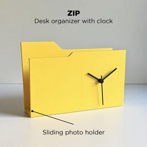 3D Printed ZIP, Desk organizer, with built-in clock and picture frame.