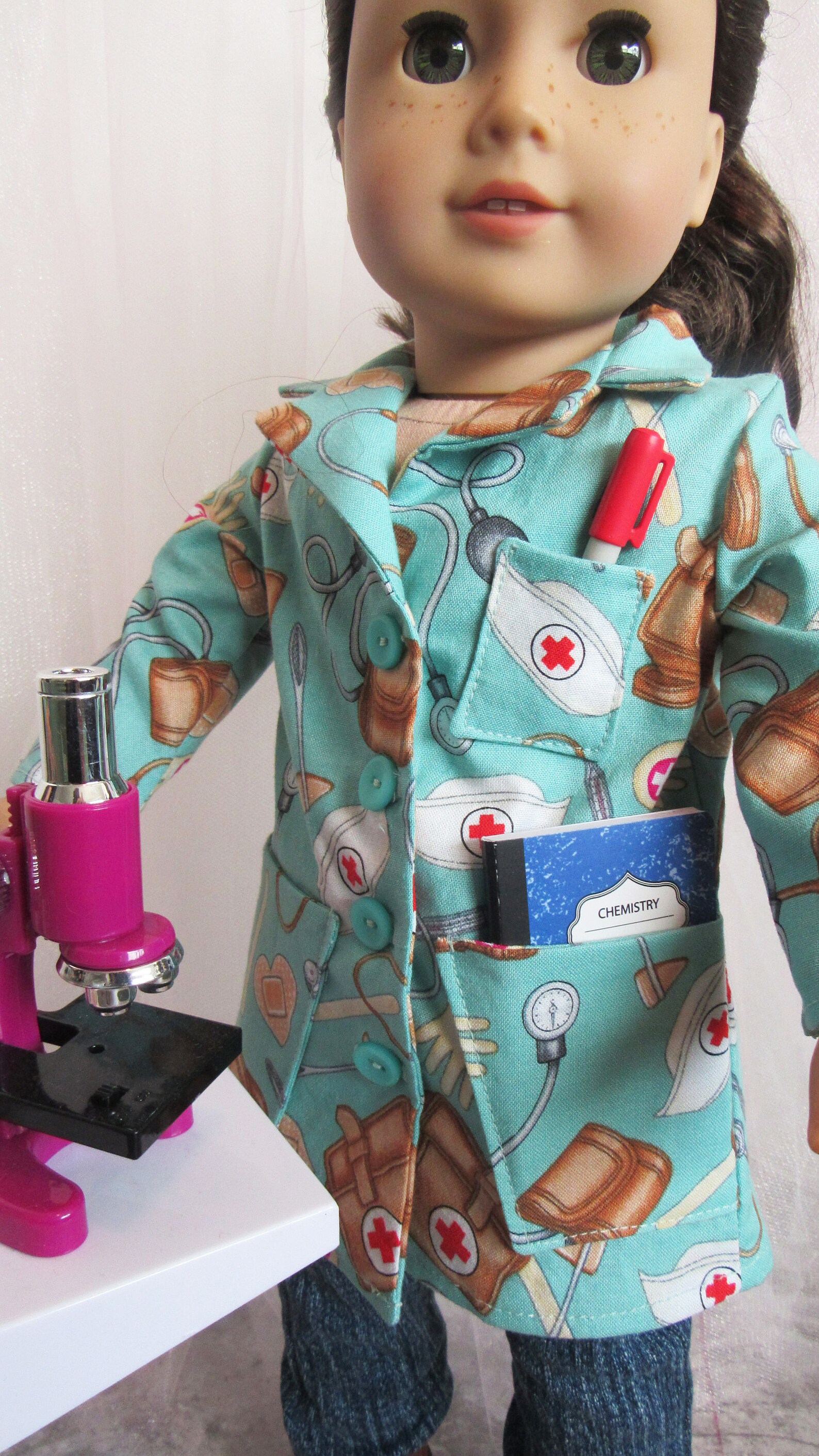 Nurse Lab Coat Aqua fits 18 dolls such as American Girl Etsy
