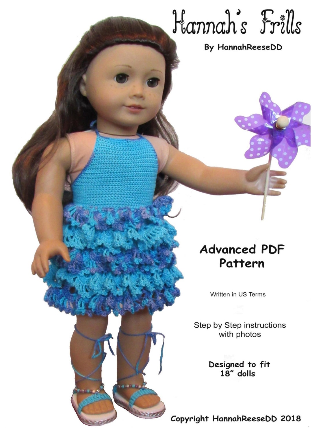 Crochet Thread Dress PDF Pattern Fits 18 dolls such as Etsy España