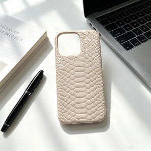 Custom Python Texture iPhone Case | Personalized Snake Embossed Phone Cover Off-White