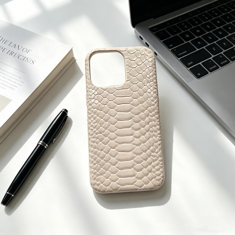 Custom Python Texture iPhone Case | Personalized Snake Embossed Phone Cover Off-White