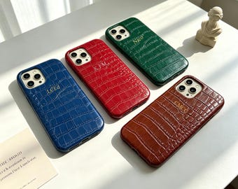 Custom Crocodile Embossed iPhone Case | Personalized Name Phone Cover, Protective Design