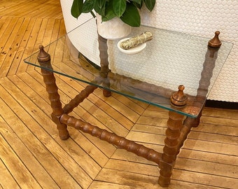 Wood & Glass Spindle Table
