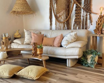 Chunky Cream Vinyl Sofa