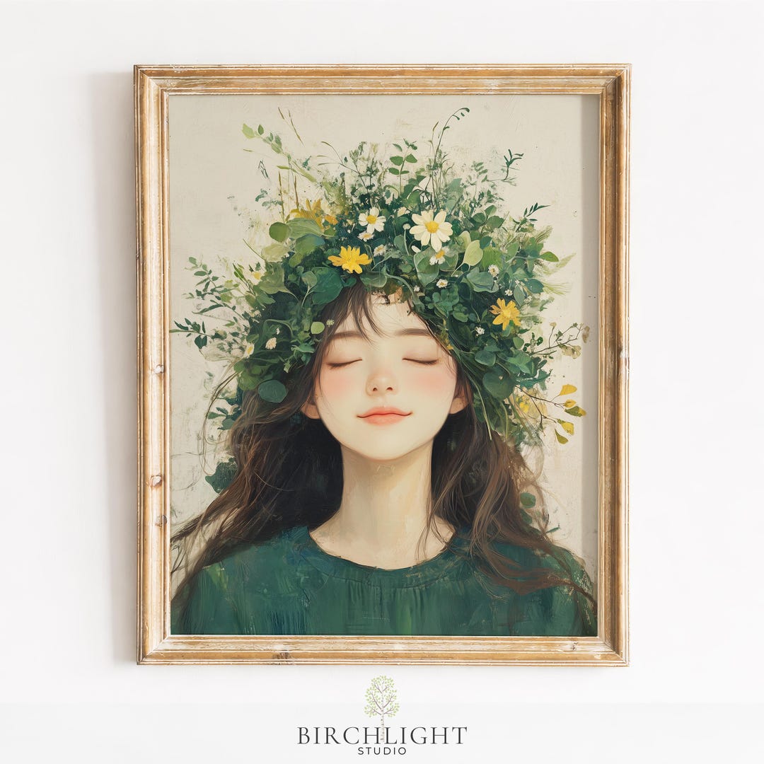 Mother Nature Portrait, Floral Crown Watercolor Art (digital Download ...