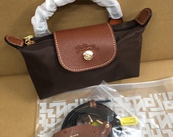 Longchamp Brown Mini Crossbody Bag Inklusive Schultergurt Verstellbarer Schultergurt, exquisit, kompakt und tragbar, Geschenk für sie