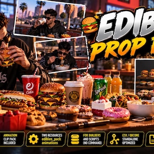 Edibles Prop Pack FiveM voedselrekwisieten en animatieclips Esx Qbcore standalone GTA 5 RP