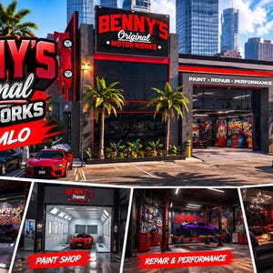 Bennys Werkstatt FiveM MLO Mechaniker Garage Innen- und Außenbereich Esx Qbcore Standalone GTA 5 RP Karte