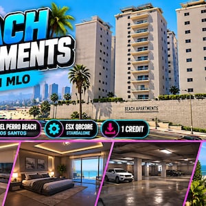 Beach Apartments FiveM MLO Del Perro Beach housing stacked floors garages Esx Qbcore standalone GTA 5 RP map