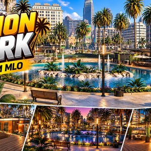 Legion Park FiveM MLO Legion Square straatblok 24/7 winkelgebouwen gras rekwisieten Esx Qbcore standalone GTA 5 RP-kaart