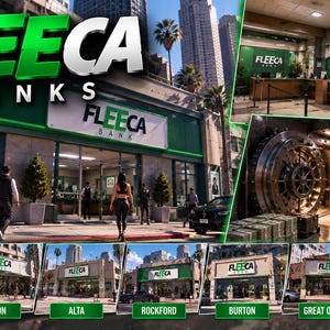 Fleeca Bank FiveM MLO seven bank interiors with vault props Esx Qbcore standalone GTA 5 RP