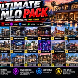 30 MLO Pack FiveM Häuser Shops Clubs Karten Bundle Esx Qbcore Standalone GTA 5 RP