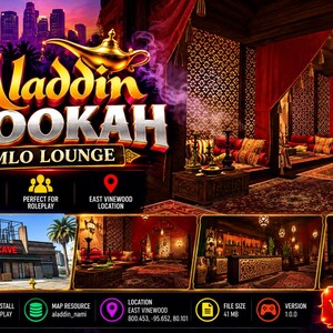 Aladdin Hookah FiveM MLO lounge Esx Qbcore fristående GTA 5 RP
