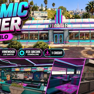 Atomic Diner FiveM mlo | restauracja i kuchnia | vinewood up-n-atom diner | esx qbcore standalone