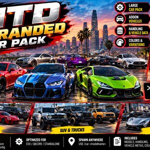 Unbranded Car Pack FiveM addon vehicles with handling Esx Qbcore standalone GTA 5 RP