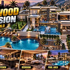 Mansão Oakwood FiveM MLO, propriedade Vinewood Hills, garagem, piscinas, Esx Qbcore, mapa independente GTA 5 RP