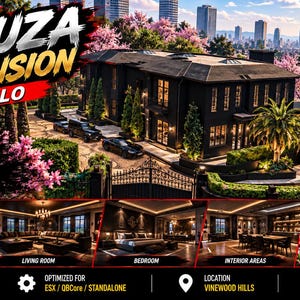 Yakuza Mansion FiveM MLO Vinewood Hills luxury house interior Esx Qbcore standalone GTA 5 RP map