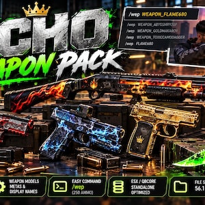 Custom Weapon Pack FiveM pistols shotguns and melee Esx Qbcore standalone GTA 5 RP