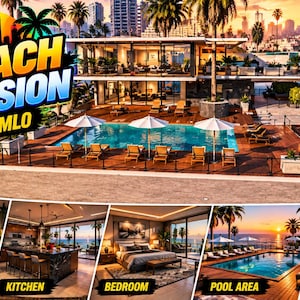 Lumine Bay FiveM MLO six villas de plage Del Perro Coast Pools Esx Qbcore carte GTA 5 RP autonome
