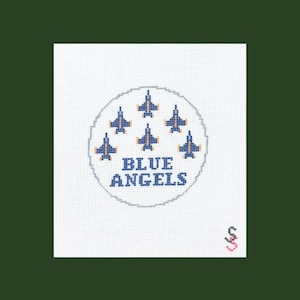 Blue Angels hand-painted needlepoint canvas