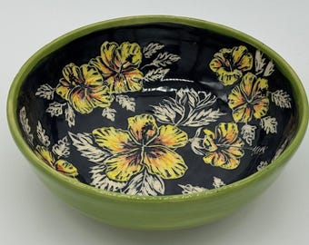 Bol decorativo para servir con forma de hibisco