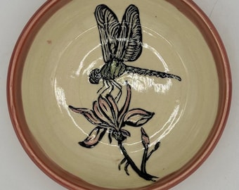 Dragonfly Flower Serving Bowl –Ceramic Display Dish