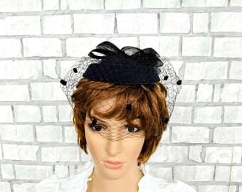 vintage  black simple fascinator clip Bridal Kentucky hat Wedding hair decoration  bridal millinery